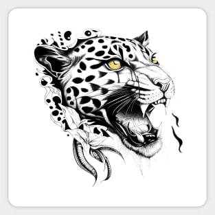 Jaguar Wild Animal Nature Illustration Art Tattoo Sticker